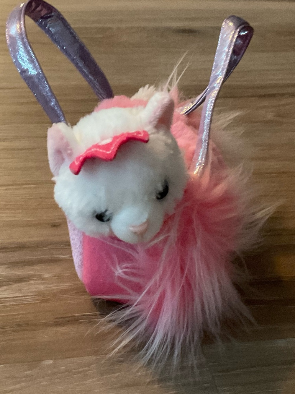 Aurora | Pink Plush Kitty Backpack Purse with Faux Fur Accent